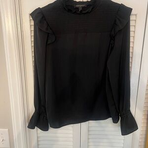 Elegant Black Ruffled Women's Top